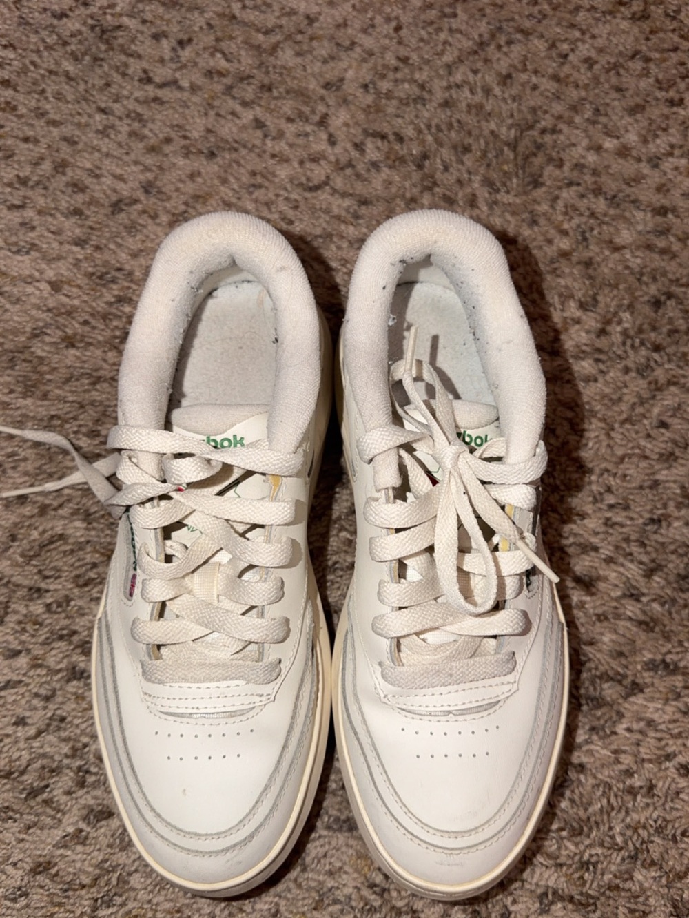 Reebok Women’s Off-White Lace-Up Leather Sneakers